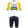 Completo Maglia + Pantaloncino con bretelle 2023 INEOS Grenadiers Campione Australiano Manica Corta Giallo Bianco